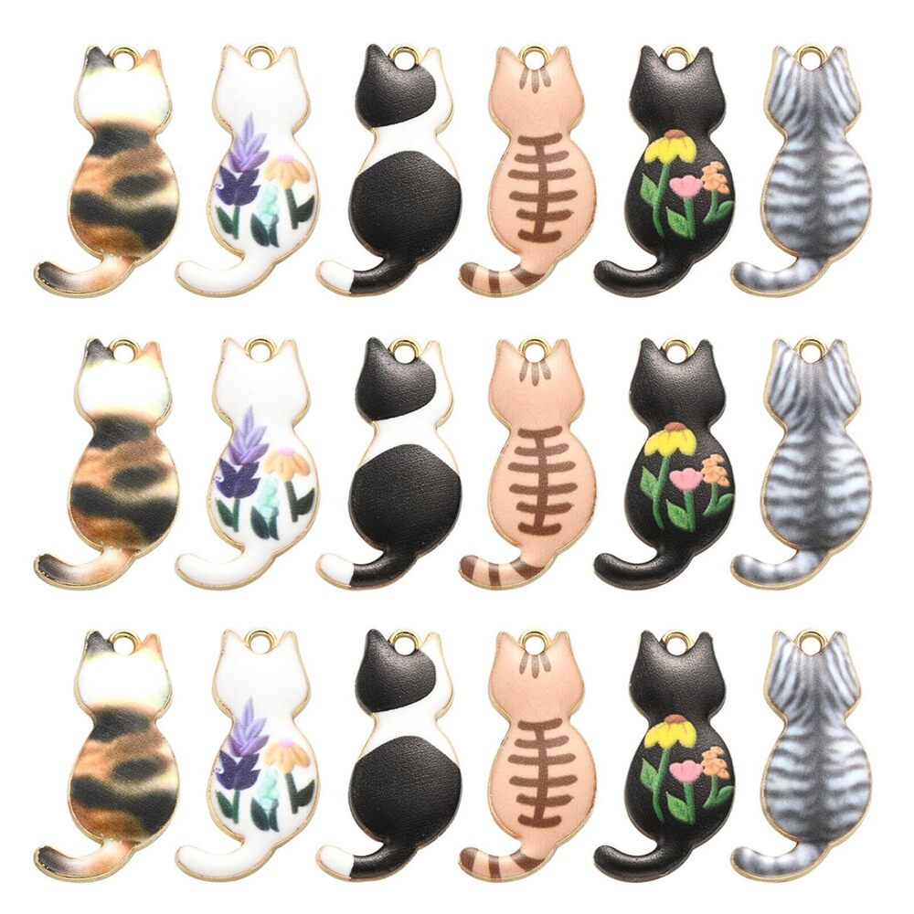 6330 30 Pcs 6 Styles Animal Cute Mini Cat Charms for DIY Bracelet Necklace